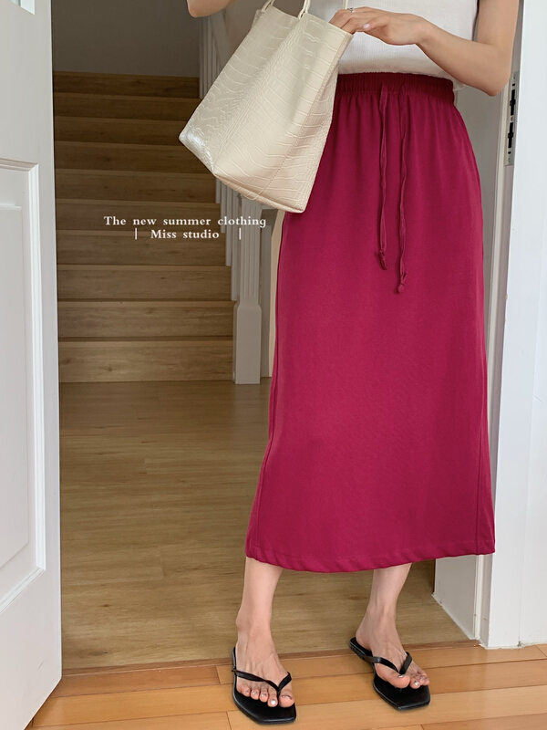 New in early summer! [miss miss home] simple and versatile split skirt y8808# ZSY