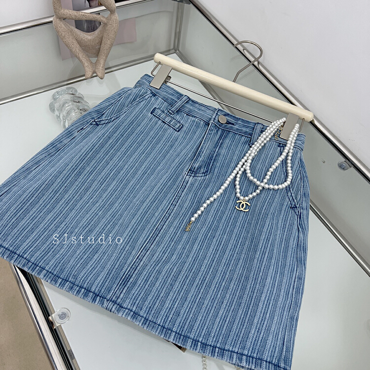 New in early summer! [rasion] high waist slim vertical stripe denim skirt (only selling skirt) 8569# LSL