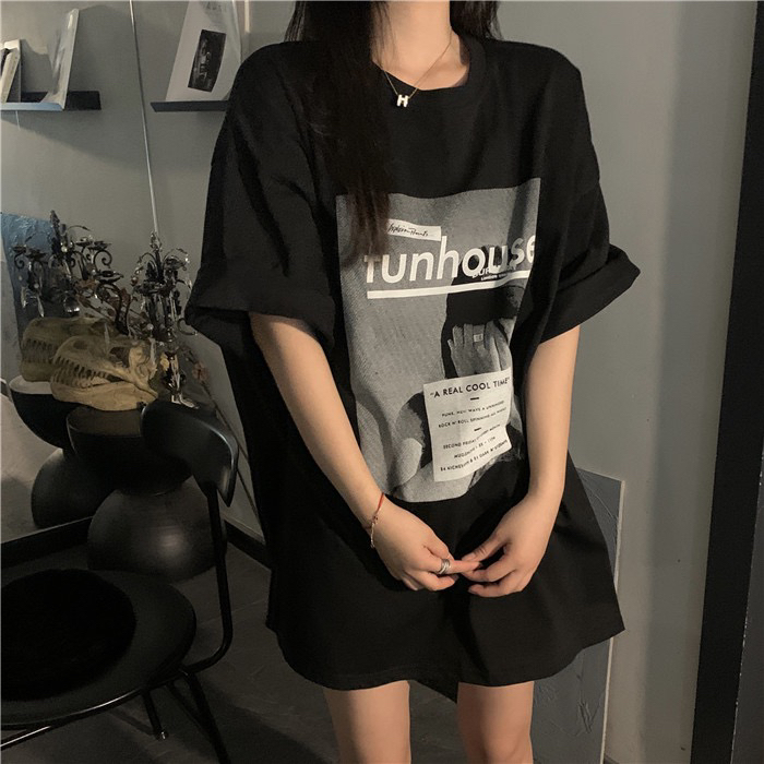 [Gu Wan] personality trend loose split thin short sleeve T-shirt 5596# zxx
