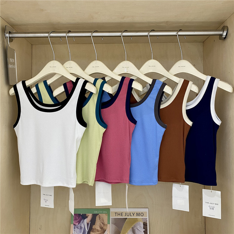 New in early summer! [end of July] simple and versatile contrast knit vest / suspender 5532# HBx