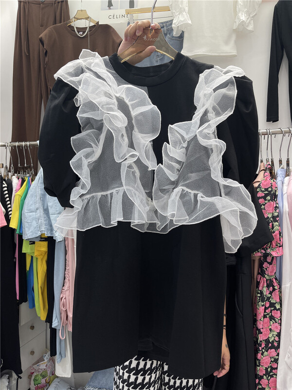 [show] lace ear design T-shirt dress 88357# ozq