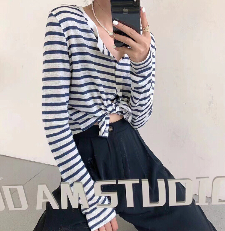 New in early summer! [Xi Xi] Korean casual stripe shirt 0769-9# ozq