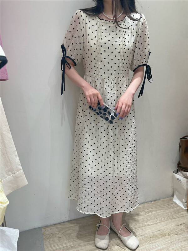 [sugar offices] wave dot loose sweet dress 1163# HBx