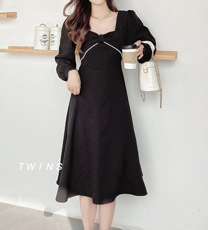 New year in early spring! [twins] sweet jacquard waist closing thin dress 8055# hjy