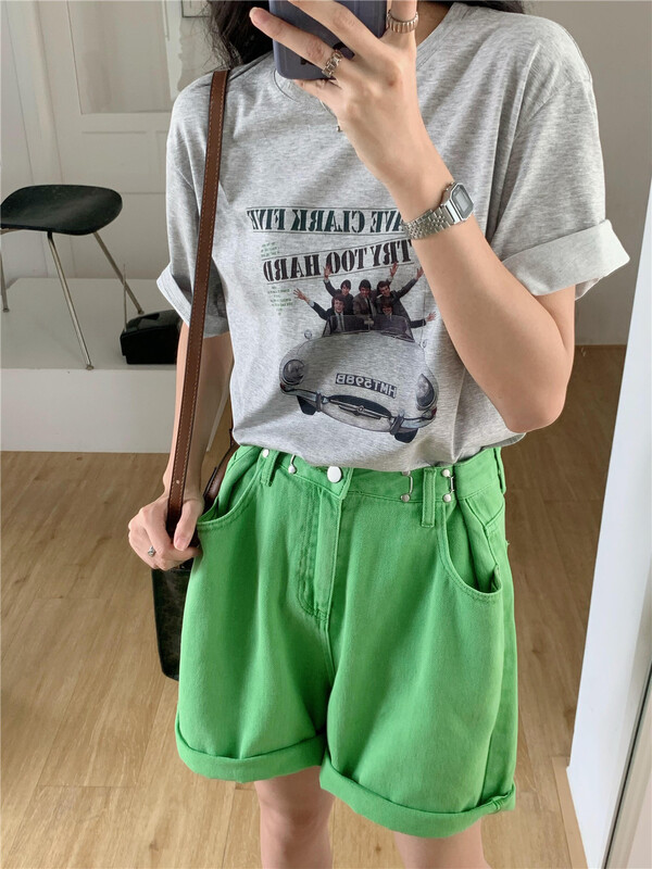 Six colors! [Lina] Korean versatile slim fashionable denim shorts 522t013# zxx