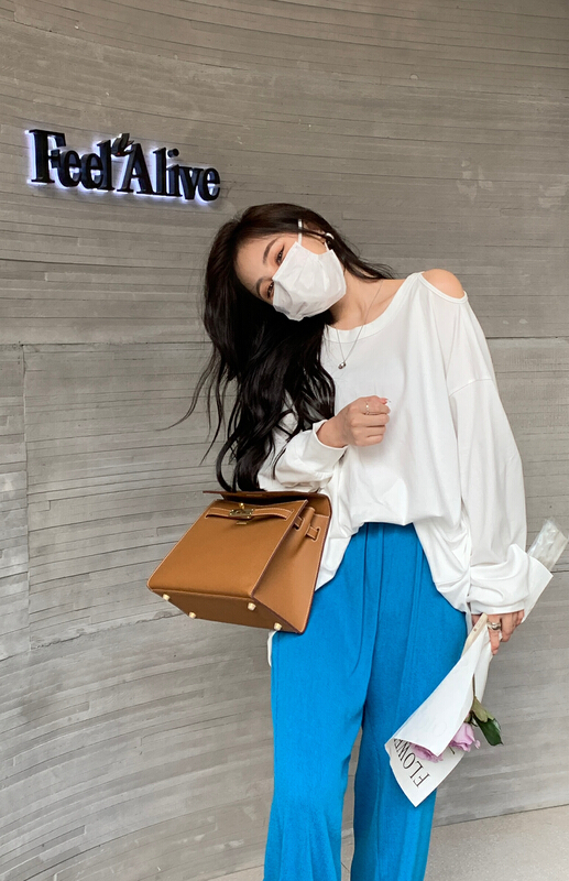 New in early summer! [11An] simple and versatile one side off shoulder long sleeve T-shirt a6368# LSL