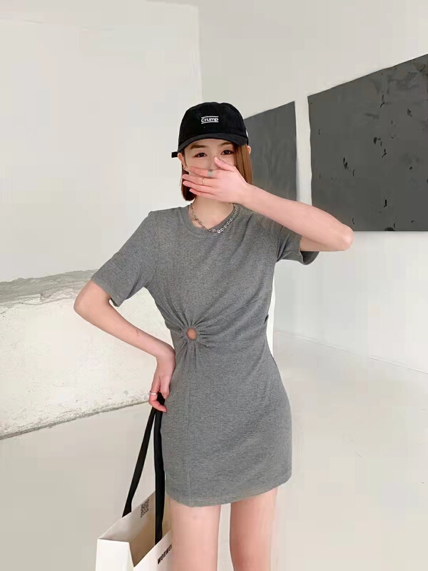 [city light] fashion temperament waist hollowed out thin dress sy6001# XJ