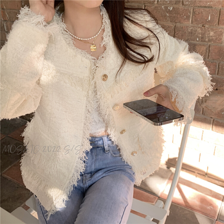 goods in stock! New year in early spring! [retain] short coat 217432# XYJ with rough edge and loose temperament