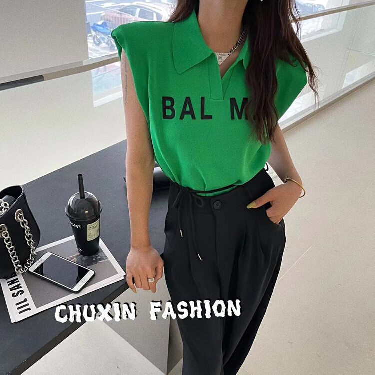 [c.x Chuxin] foreign style sleeveless waist cushion shoulder sweater z126# WTT