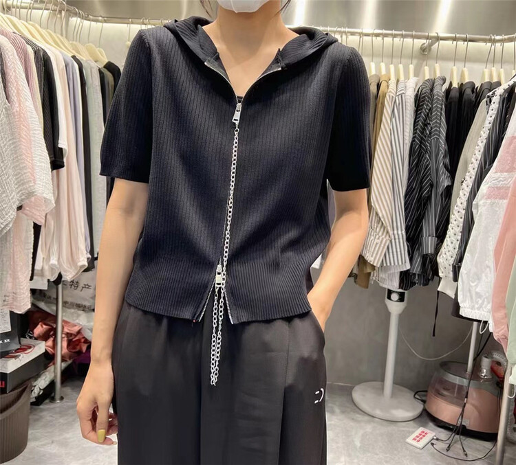 [akxk] hooded comfortable Korean zipper knit cardigan 8106# L