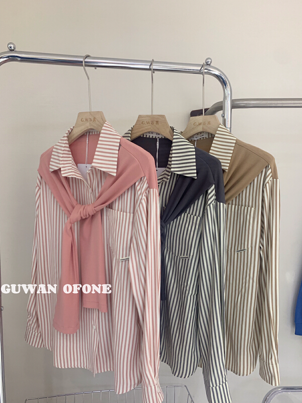 New year in early spring! [G.W] fake two shawl striped shirts 5152# zxx