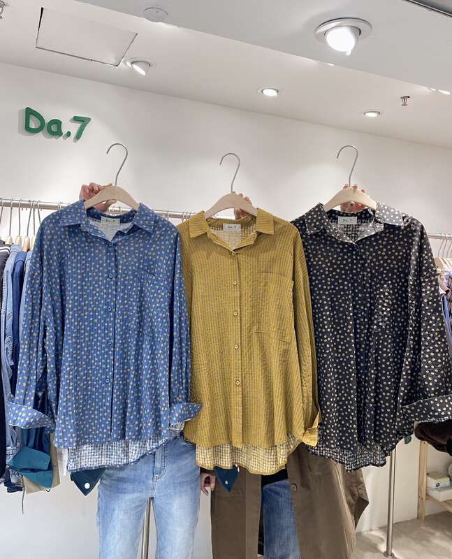 New year in early spring! [da. 7] wavelet dot breasted Korean shirt 2293# LSL