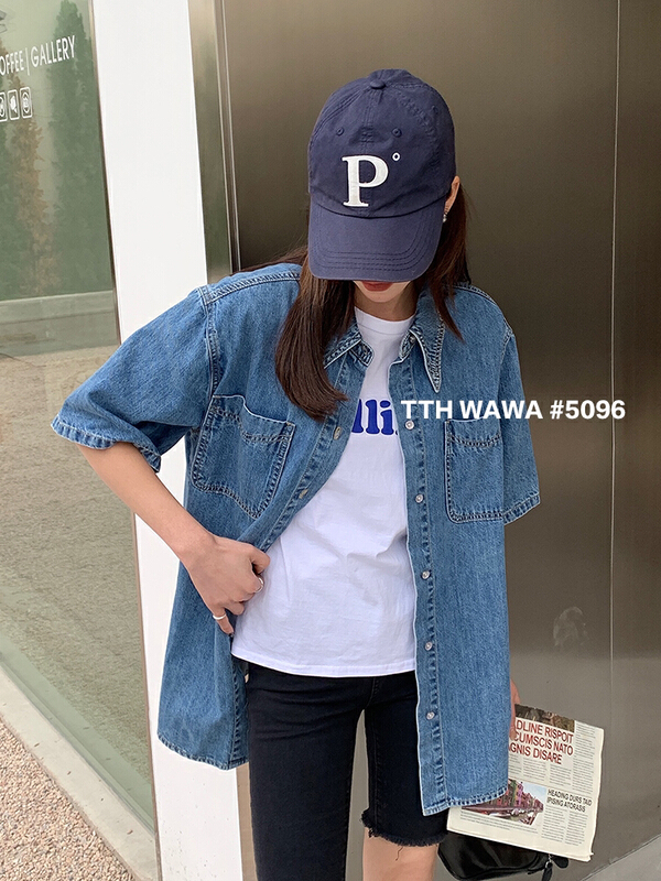 New year in early spring! [Wawa] Fashion Foundation versatile denim shirt 5096\cjj
