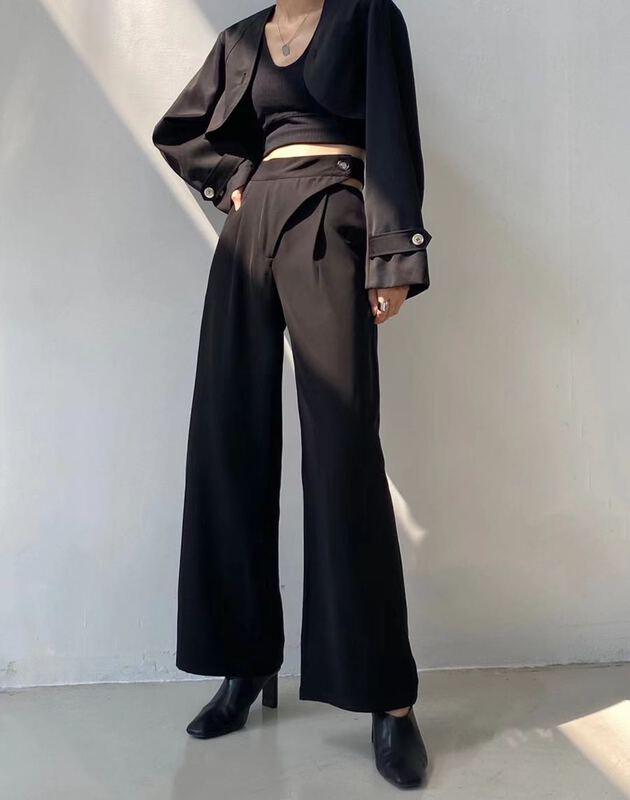 [context sense] Korean wide leg trousers tts969# CLS with hollow waist