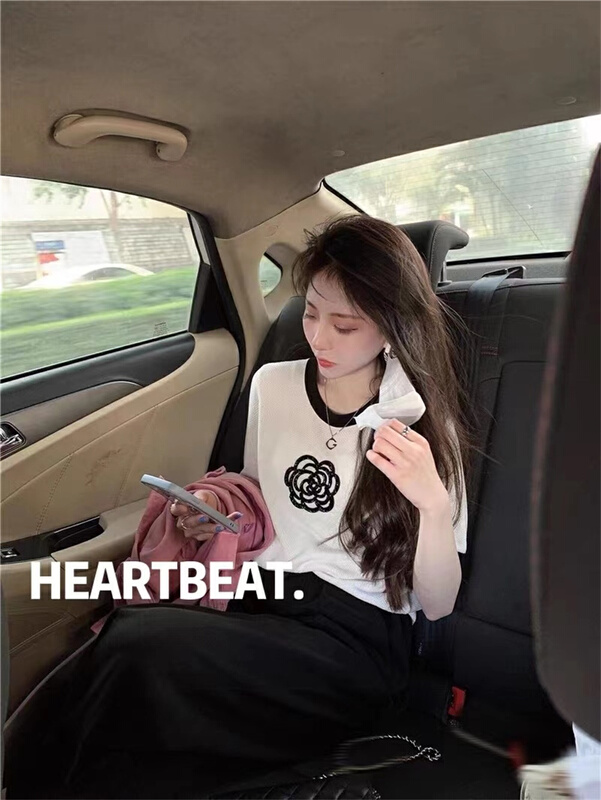 [hearteat] color blocking comfortable Korean shirt h4032# L