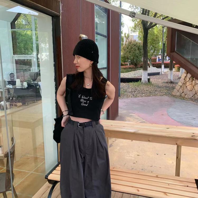 New in early summer! [free Valley] letter printed fashion vest / sling 4715# LSW
