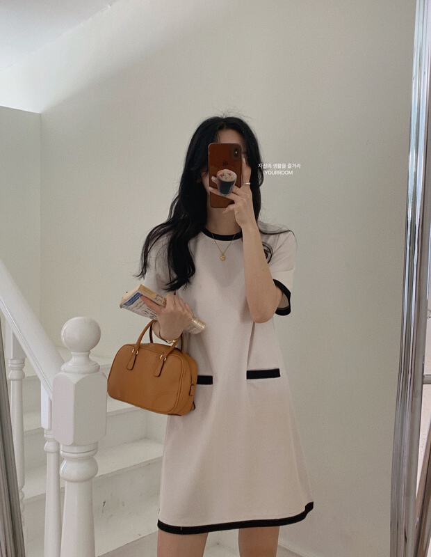 [your room] Korean version small fragrance color matching loose dress 537# cqw