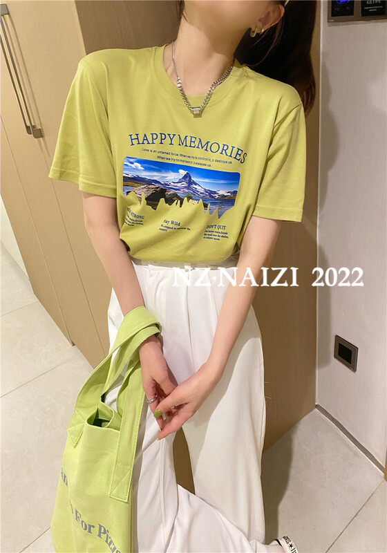New in early summer! [Naizi] landscape pattern personalized printed short sleeve T-shirt 8068# ozq