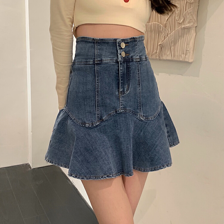 [four seasons] Vintage elastic high waist versatile Ruffle Skirt 8861# LSL