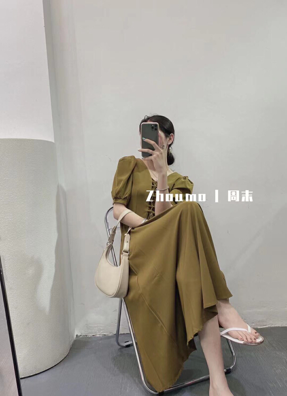 [Chen] Korean version of French style style style. Wear a slim dress in front and back (with hair circle) 3222# hjy