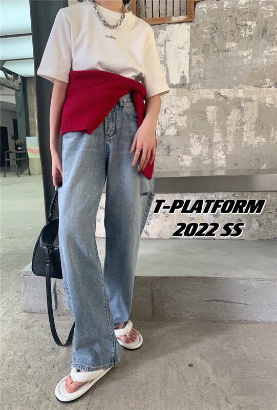 goods in stock! New year in early spring! [t-platform] Korean versatile ripped jeans 8156# zxx