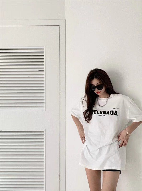 [charming] Korean alphabet printed round neck short sleeve T-shirt d5005# zjy