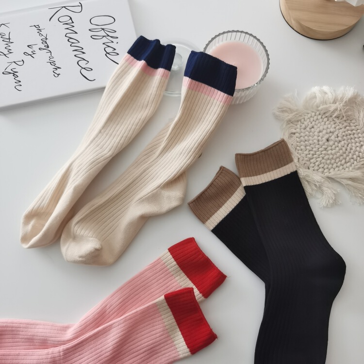 [inside] Japanese fashion color contrast design versatile socks 202202# zxl