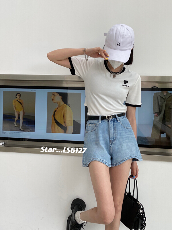 goods in stock! New in early summer! [star] Korean irregular skinny denim shorts (with belt) ws6127# CLS