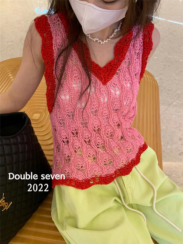 goods in stock! New in early summer! [double seven] lazy contrast vest 5980# zxx