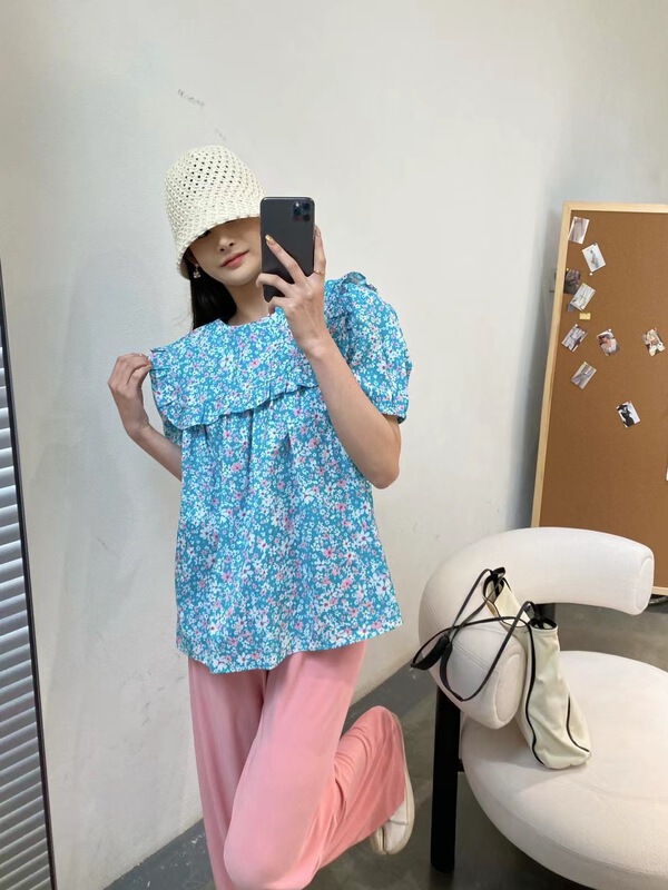 [modern 197] small minority flower comfortable shirt 8993# zyh