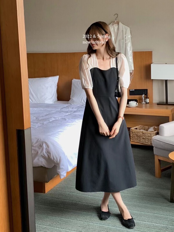 [T.G] Korean stitched square neck dress 17356# cqw