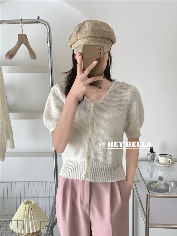 New year in early spring! [hey Bella] Korean version simple solid color short sleeved sweater 9017# ll
