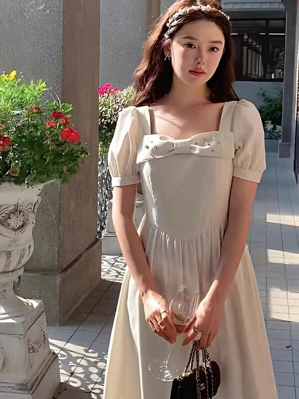 [are studio] French style square neck bow dress 81169# zxx