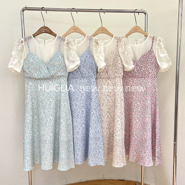 New in early summer! [Cinderella CICI] fake two pieces of floral versatile little fresh dress ys1-8886# ZSY