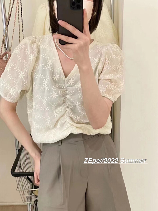 [Ze] Korean V-neck comfortable blouse 8611# ll