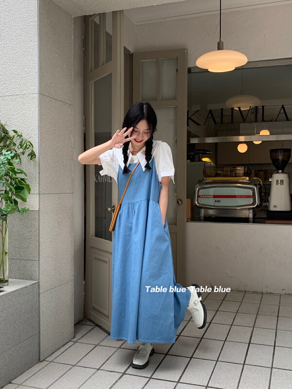 [table blue] Korean loose and versatile strap skirt (excluding matching) 2149# LSW