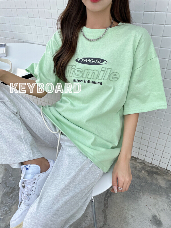 New in early summer! [keyboard] Korean Pullover letter short sleeve T-shirt b-9987# LSL