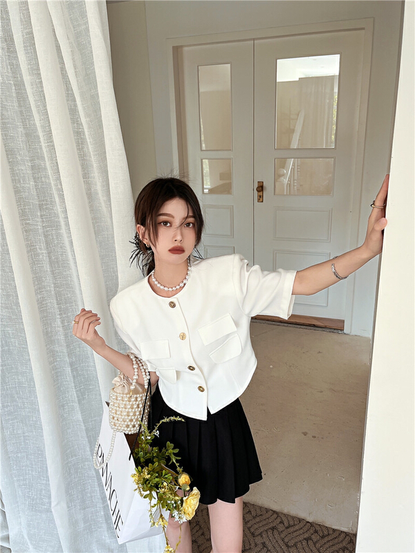 New in early summer! [yes] small fragrance temperament, versatile short shirt 5028# ozq