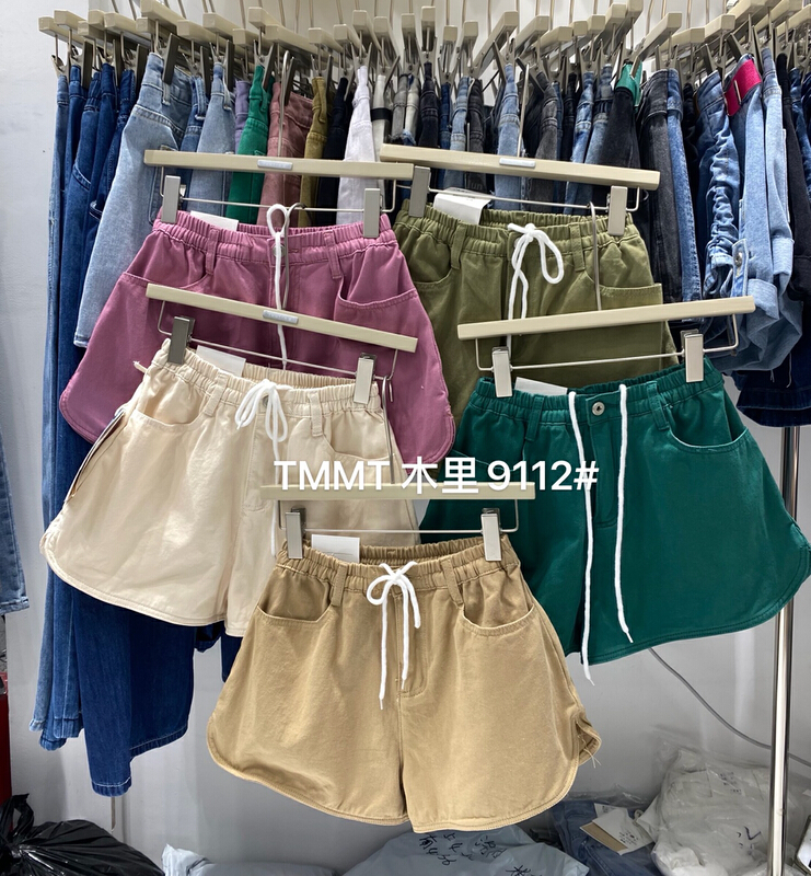 [Jiajia Muli] women's candy color leg long and wide leg sports casual shorts Cowboy SHORTS 9112# L