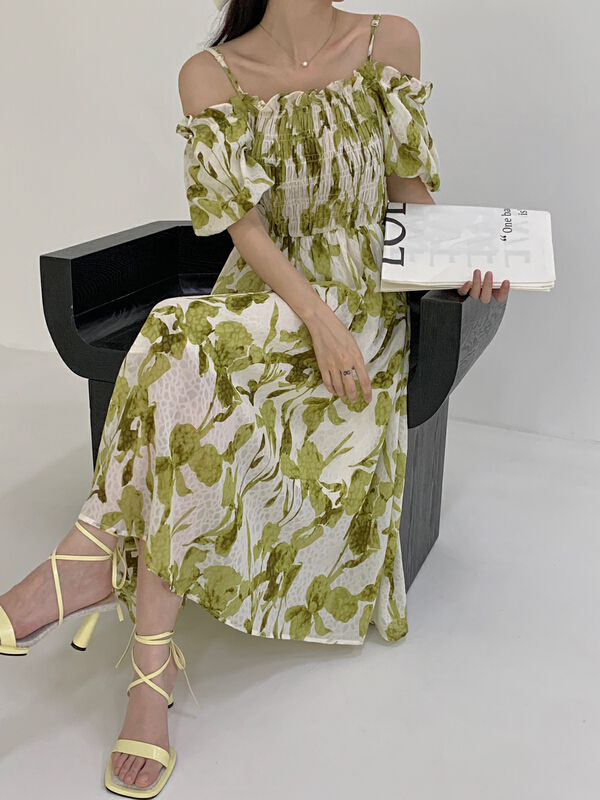 [new open] French elegant waist closing and thin temperament suspender dress gl22806\zxl