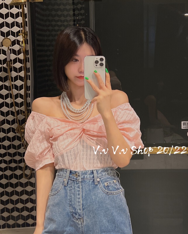 [v.v] Korean kink bubble sleeve short shirt 7230# cqw