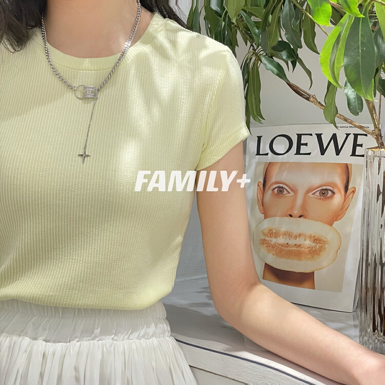 [family +] basic round neck short sleeve T-shirt 22122# ozq
