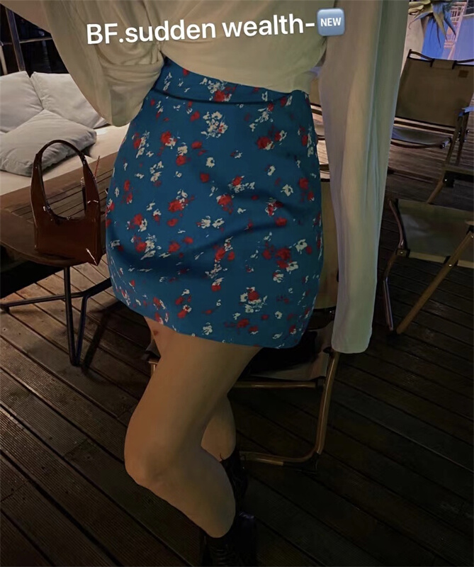 New in early summer! [BF wlj] high waist floral slim skirt 9061# ozq