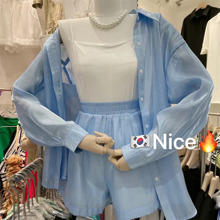 New in early summer! [nice naisier] Korean loose sunscreen shirt + versatile casual Shorts Set (excluding interior) 8832# XJ
