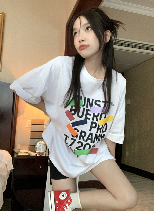 [dolly] letter print loose short sleeve T-shirt 5578# LSW