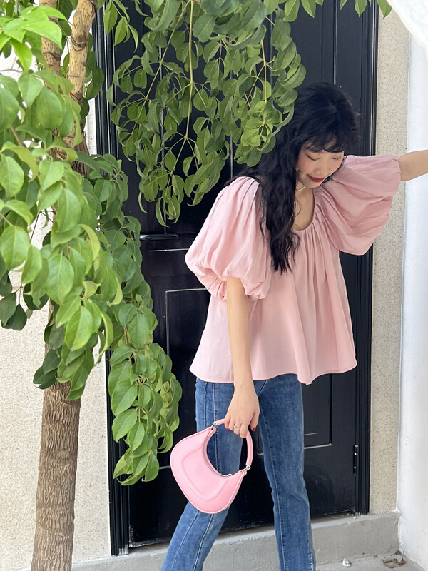 New in early summer! [AA studio] French off shoulder bubble sleeve shirt 6053# WPL