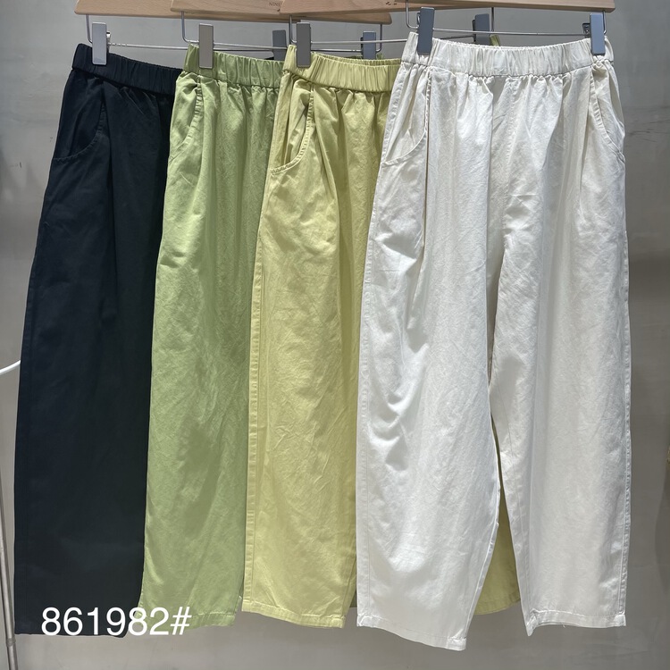 [fabric] elastic waist comfortable Korean casual pants 861982# L