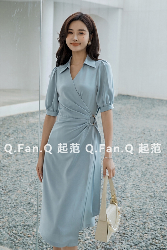 New in early summer! [style] French style V-neck bandage dress 8023-1# JJ