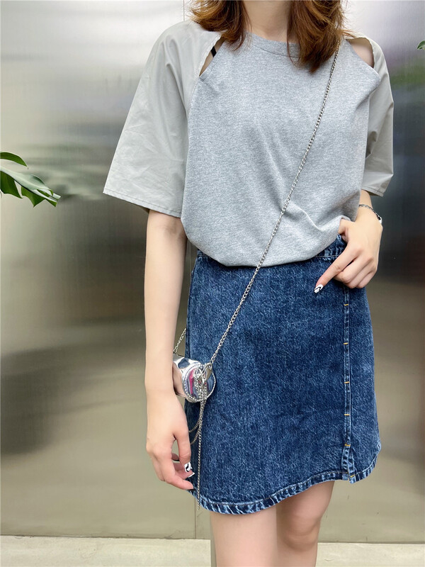 [grass tree Hemu] Korean slim and versatile denim skirt 55882# XYY