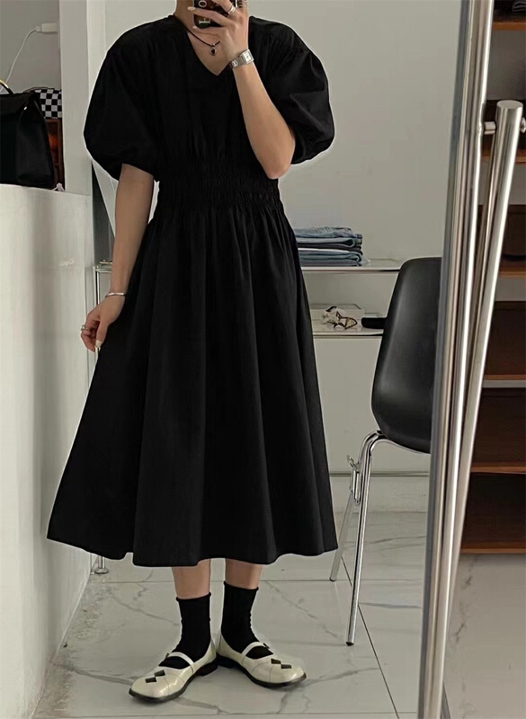 New in early summer! [Zr] Korean slim V-neck solid dress 5531# XYY